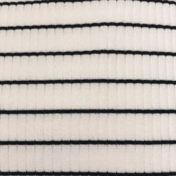 Talbots White Black Stripe Sleeveless Ribbed Mock Neck Sweater SP - Picture 13 of 14